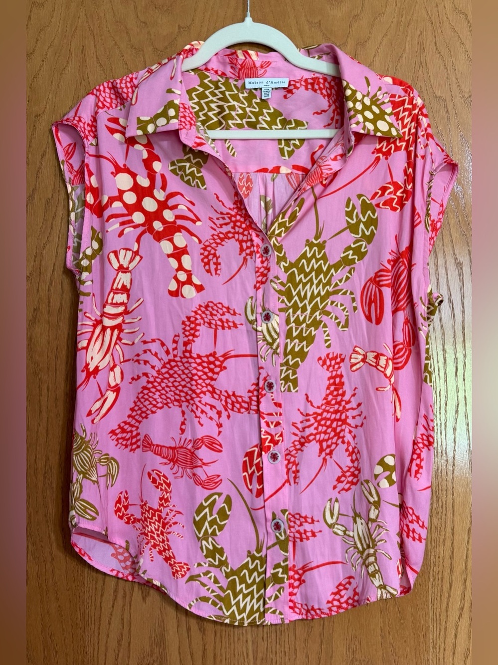 Maeve Pink Button-Down Short Sleeve Shirt